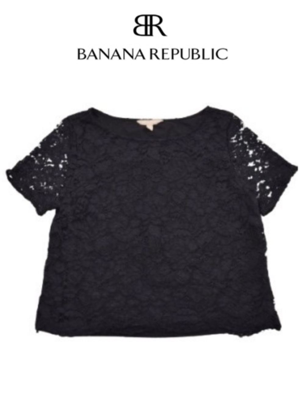 Banana Republic Black Cropped Boxy Blouse
